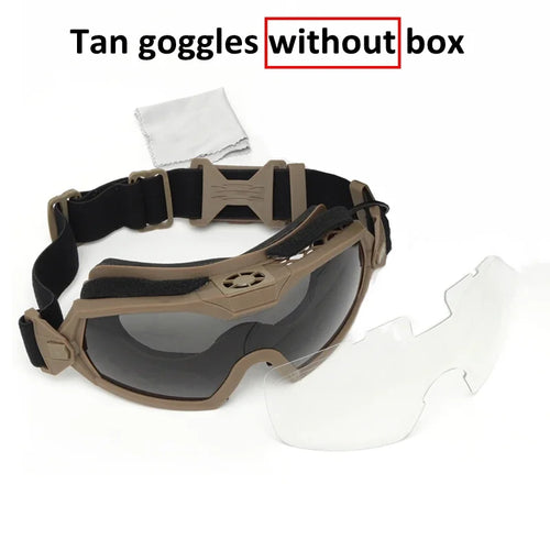 Tactical Glasses with Micro Fan anti Fog Hunting Paintball Transparent Lens Motorcycle Goggle Airsoft Hiking Eyewear