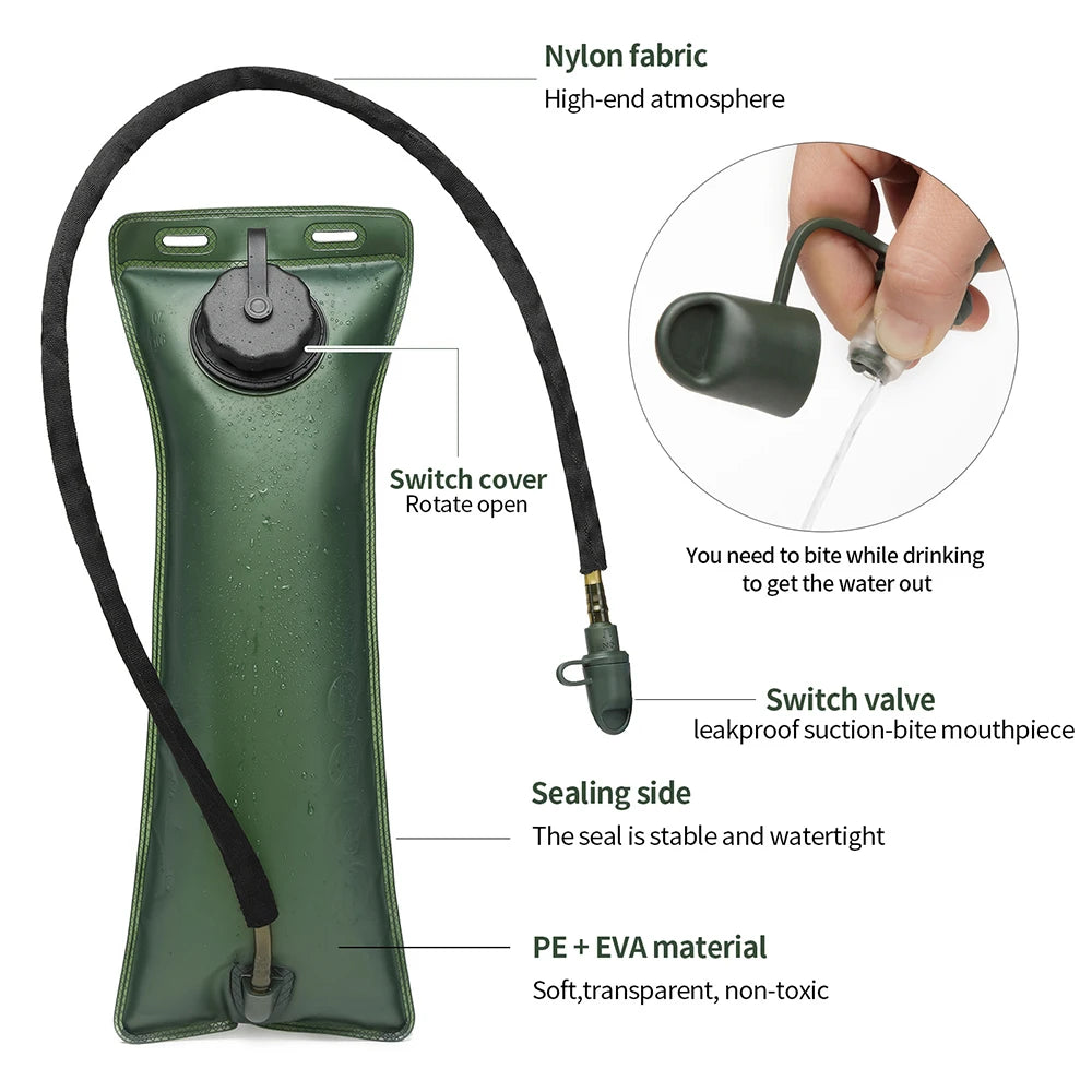 Tactical Hydration Pack Backpack Water-Proof Nylon Water Bag with 3 Liter Bladder for Hiking Cycling Climbing