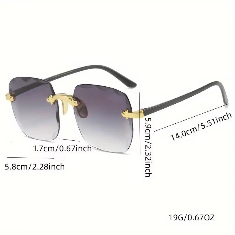 3PCS Square Rimless Sunglasses Women Luxury Brand Designer Summer Red Glasses Fashion Sun Glasses for Men UV400 Shades Oculos