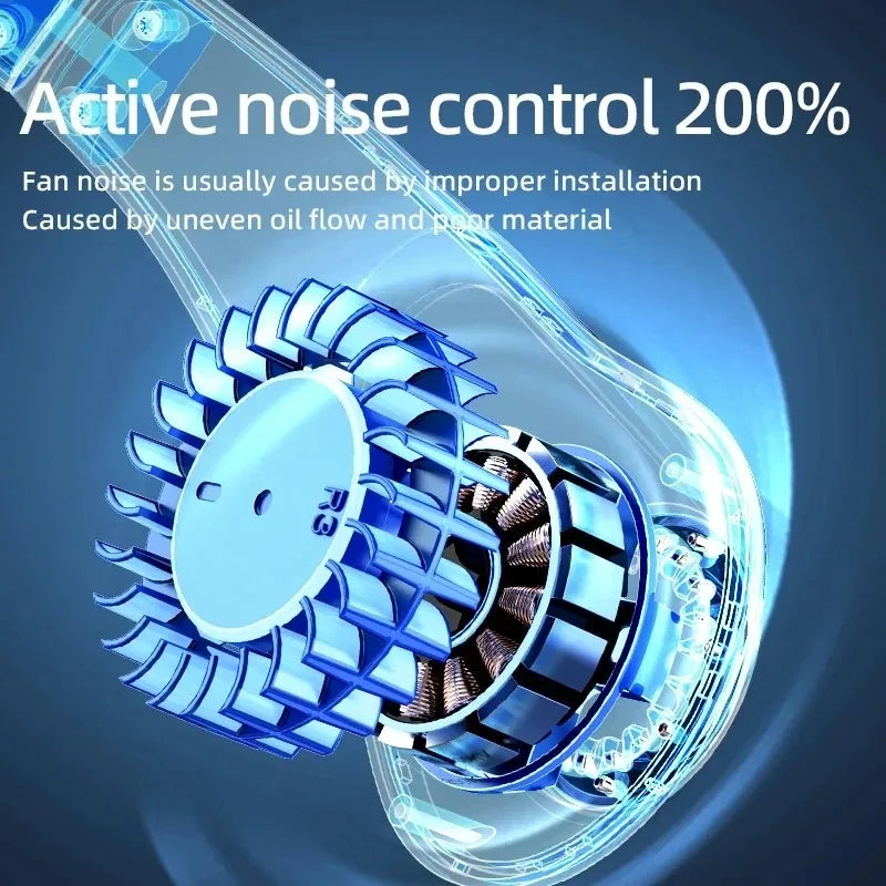 3000Mah Hanging Neck Fan Portable Bladeless Mini USB Rechargeable Mute LED Digital Display Electric Fan Summer Air Cooler ﻿